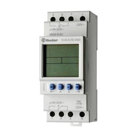 Finder 12.92.8.230.0000 Temporizzatore per guida DIN 230 V/AC Programma giornaliero (1/4)