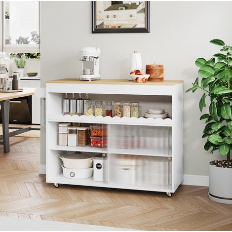Mueble de cocina 122 x 46(69) x 91 cm, tablero abatible, vidrio templado DESVIAE (1/5)