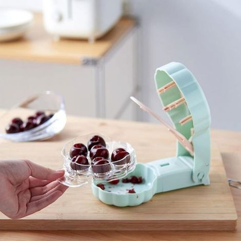 Dénoyauteur Cerises - 6 Trous - Pour Cerises Olives Prunes Dattes Rouges - ABS - 10 8 x 19 5 cm - 1 Pièce (1/5)