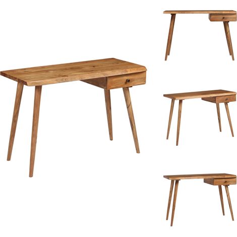 Schreibtisch Akazienholz Massiv 110 x 50 x 76 cm - Holzsreibtisch - Schreibtisch Aus Akazienholz - Vintage Schreibtisch - Landhaus Stil - Esszimmer Tisch (1/5)
