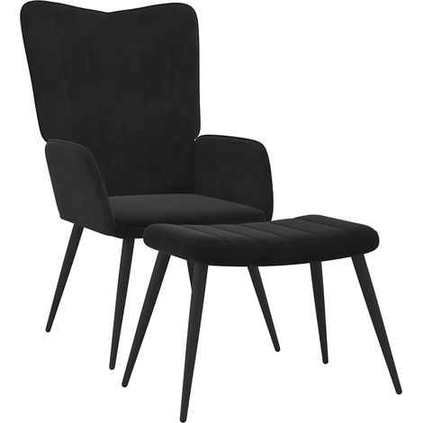 Maison Exclusive - Poltrona Relax con Sgabello Nero in Velluto (1/5)