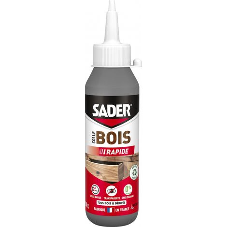 Colle bois - SADER - Prise rapide 2 min - Tous bois - Intérieur - Transparente après séchage - Biberon 100 g