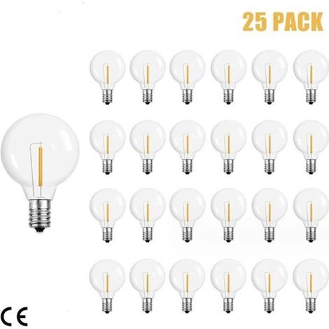 CHOYCLIT G40-Glühbirnen, Ersatz für G40-Wolframbirne, 1 W, 220–240 V, klare Kugelbirne, E12-Sockel, 25er-Pack, warmes Gelb (2200 K), RWSpecific-Glühbirne