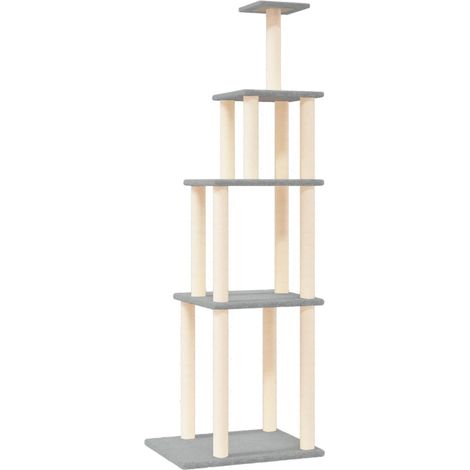 Tiragraffi per gatti Mobili per arrampicata su torre Tiragraffi piattaforma da arrampicata con tiragraffi in sisal leggero 183 cm grigio 020022597