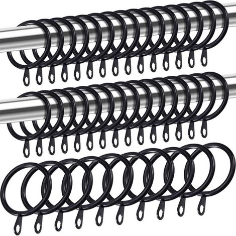 Anneaux de rideaux métalliques - 40 pièces pour rideaux et tringles - anneaux à œillets - noirs 30 mm blancs (1/5)