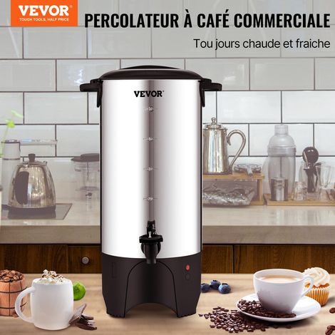 Percolateur à Café 7,4 L 50 Tasses Distributeur de Boissons Chaudes en Acier Inoxydable Filtre Permanent Marmite à Vin Chaud 90-98 ℃ Maintenu Infusion Rapide Appareil Chauffe Eau Thé Chocolat (1/5)