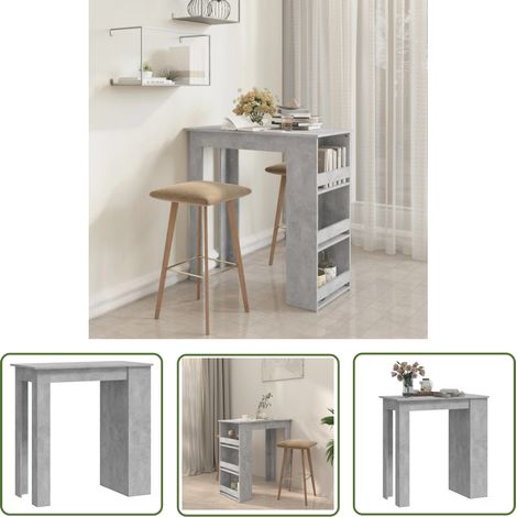The Living Store Bartisch mit Regal Betongrau 102x50x103,5 cm - Bartisch - Stehtisch - Bistrotisch - Kücheninsel - Esstisch Klein (1/5)