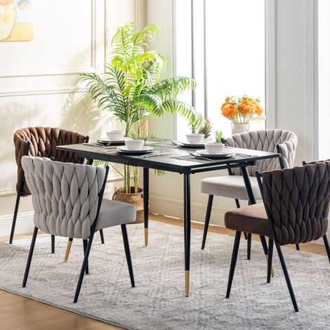 Table à manger extensible 120-160x80x75 cm noir et doré - WASTEO