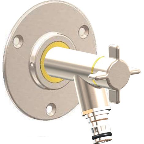 Robinet de jardin antigel OSLO horizontal Mâle 1/2" (15/21) avec son applique PER à sertir Ø12 - Nickel - Anquier