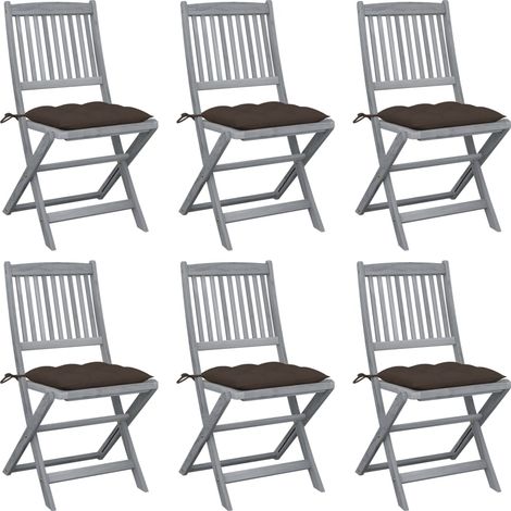 Klappbare Gartenstühle 6 Stk. mit Kissen Massivholz Akazie