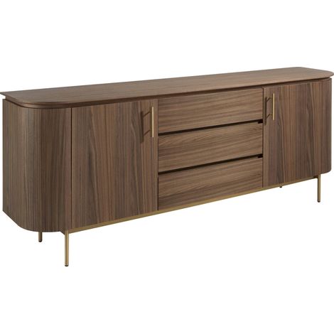 Buffet Angel Cerda en noyer et acier doré - Noyer doré chic et contemporain (1/5)