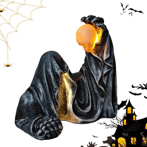 Figurines Halloween, Figurine Effrayante Résine Robe Noire, Sculpture (1/5)