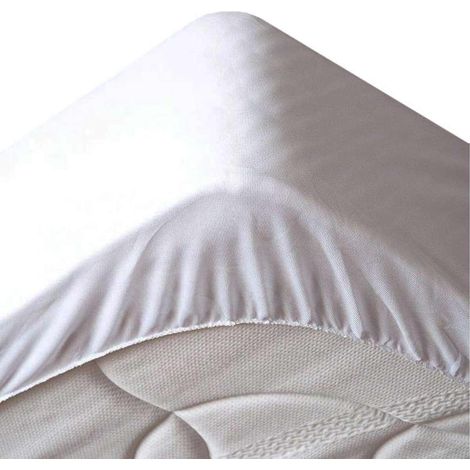 STOF - Protège Matelas - Taille 160x200 cm - 100% Coton - Couleur Blanc - Modèle Hypoallergénique - Linge de Lit - Tissu Respirant - Qualité Exceptionnelle (1/2)
