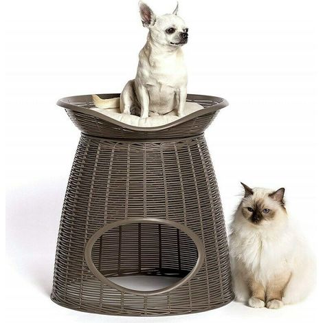 Panier en osier pour animaux - 52 x 50 x 46 cm - Taupe - Livraison gratuite (1/4)