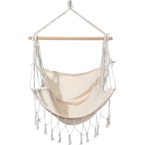 Hängesessel Rebecca Mobili Edera 130x90x130 Polycotton Canvas Beige Boho