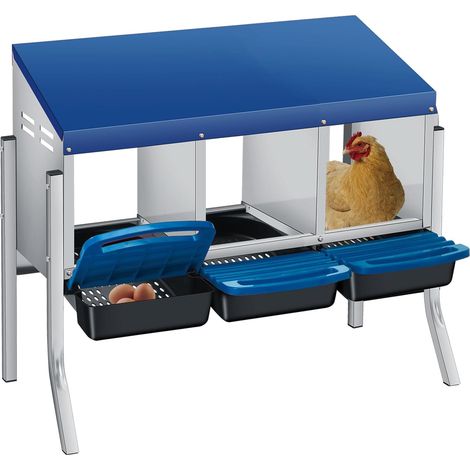 Pondoir Poules 3 Compartiments en Acier Galvanisé - avec Perchoir, Ventilé et Facile à Nettoyer (1/5)