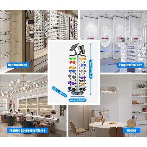 Support d'affichage pour lunettes, rotation à 360°, tient 44 paires, noir (1/2)