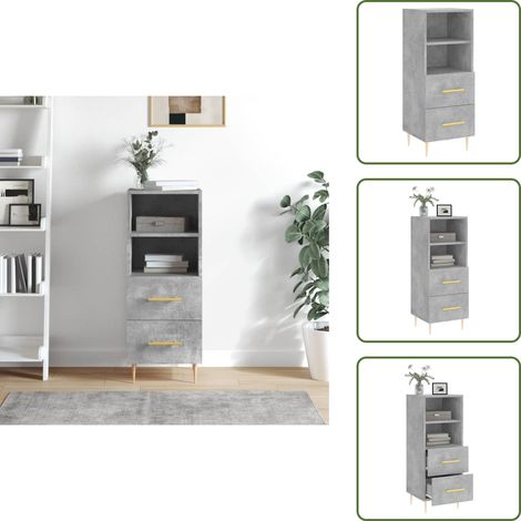 Buffet Gris béton 34,5x34x90 cm Bois d'ingénierie - Buffet Design Moderne - Meuble Rangement Gris - Armoire Salon - Commode Cuisine - Étagère Murale (1/5)