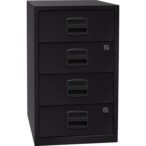 BISLEY, Caisson hauteur bureau PFA, 4 tiroirs universels, noir (1/4)