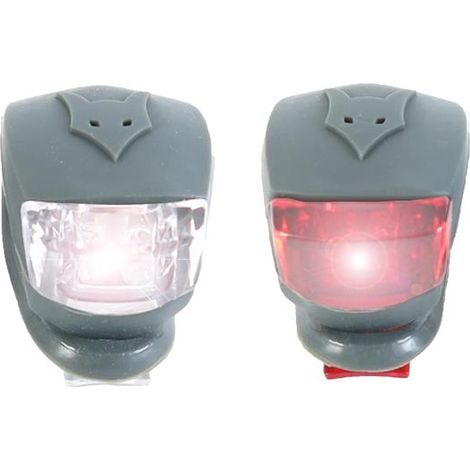 FUXTEC Bollerwagen Lichter Set, auch passend für Kinderwagen etc,  bestehend aus Frontlicht hell und Rücklicht rot , LED-Licht - blinkend oder dauerhaft leuchtend