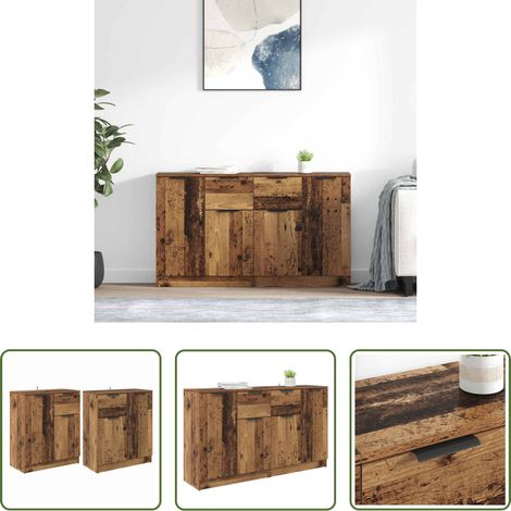 vidaXL Buffet salle à manger - Buffets 2 pcs Bois Ancien 60 x 30 x 70 cm Bois d'ingénierie (1/5)