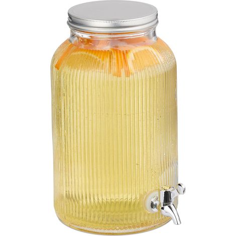 Distributeur de Boisson, 5 l, avec Robinet et Couvercle, Design décoratif, pour Votre Limonade, Transparent (1/5)
