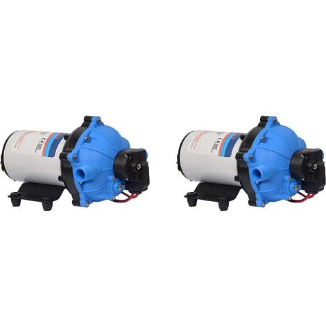 Lot de 2 pompes de lavage 12 V pour camping-car, débit maximal de 5,5 GPM et pression de refoulement de 70 PSI, auto-amorçantes, pour pont de bateau, yacht, caravane, camping-car et bateau. (1/5)