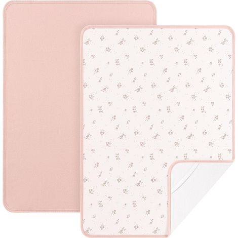 Set of 2 Waterproof Washable Mattress Protectors for Children 75 x 90 cm (Small Flowers) (1/5)