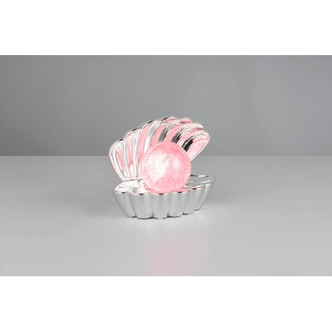 Lampe de table coquillage LED RGB argentée portable USB-C à piles (1/3)
