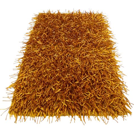 Tapis Shaggy ocre moderne - Velours de 6 cm de long - Antidérapant, 12 tailles - Noué à la main, robuste et sophistiqué Cm. 120x180 (1/5)