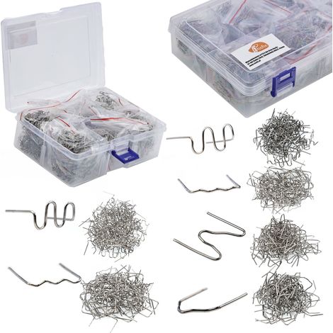 Rosfix Zszywki für Kunststoff – 600 Stück, 6 Typen  Durchmesser 0.8/0.6mm, Silber, Karbonstahl  Montagen & Reparaturen  Werkzeugset Plastikbox