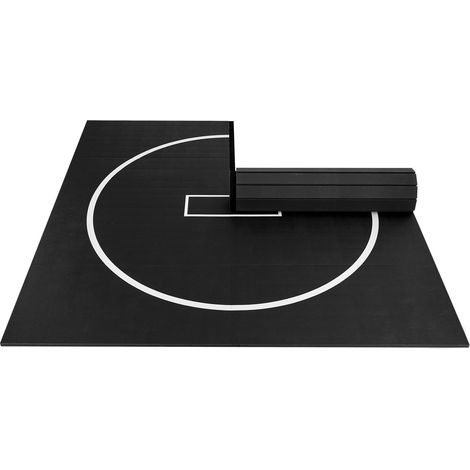 3x3 m Ringermatte, dicke Kampfsportmatte für das Heimtraining, wasserdichte, aufrollbare PVC-Matte mit Kreisen, für Gymnastik, Tatami, Jiu-Jitsu, BJJ, MMA, Judo, Boxen, Schwarz (1/5)