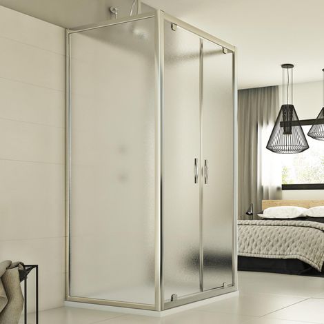 Duschkabine 3-seitig Strukturglas H 198 mod. Cristal Trio 2 Türen 80x90x80 cm