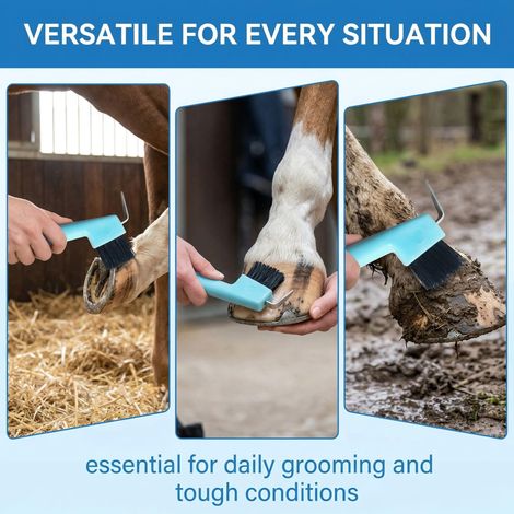 Cure-pied avec brosse pour chevaux Outil de toilettage 2-en-1 pour sabots