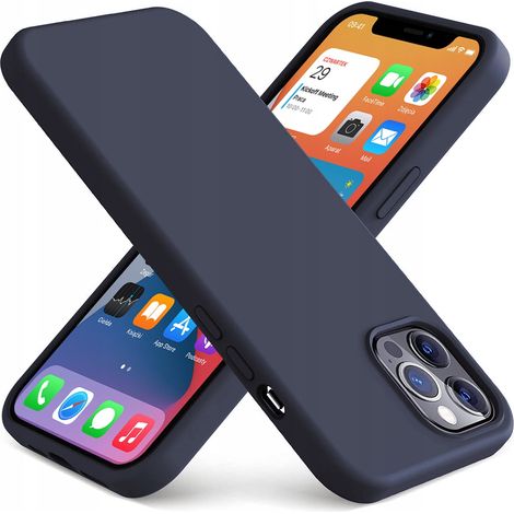 Coque fine pour iPhone 13 Pro, dos mat bleu marine + verre 9H (1/3)