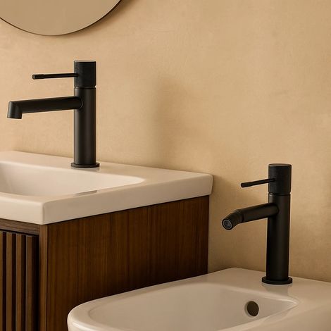 Exagonshop Coppia rubinetti lavabo e bidet senza scarico in