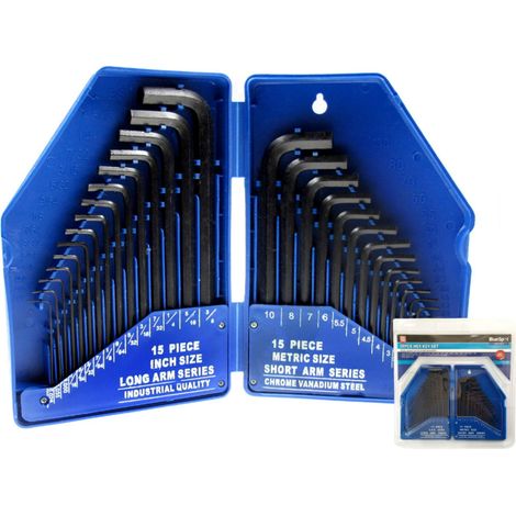 BlueSpot Metric & Imperial Hex Allen Key Long Set Kit Allan Alan Alen 30 Pce (1/2)