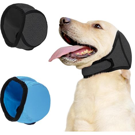 2 Pièces Cache-Oreilles pour Chien Protège-Oreilles Réglables pour Chien Protection Contre Le Bruit Snood Chien Calmant pour Natation, Orages, Bain, Toilettage (Bleu, M) (1/5)