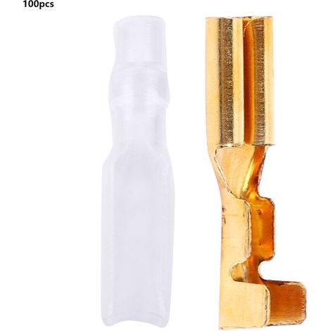 Set mit 100 vergoldeten 2,8-mm-Messing-Crimpverbindern für Auto-Audio- und Elektrokabel (1/5)