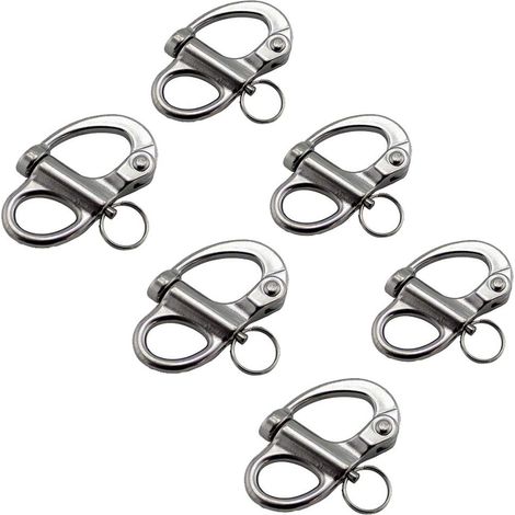 6pcs Manille à Mousqueton Pivotant à Emerillon Maillons Rapides en 316 INOX Matériel pour Kayak Canot Yacht Bateaux(69mm) (1/5)