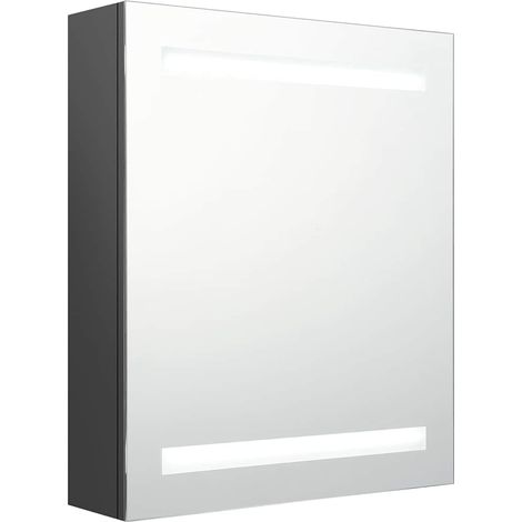 Armadietto Bagno  Mobile da Bagno con Specchio e LED Grigio 50x14x60 cm (1/5)
