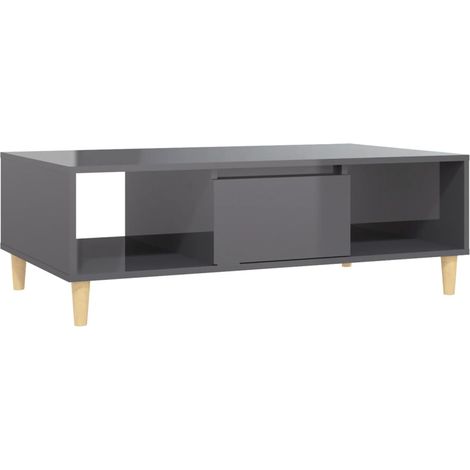 Tavolino con vano contenitore design moderno e contemporaneo 103,5 x 60 x 35 cm legno ingegnerizzato grigio lucido DEC039213