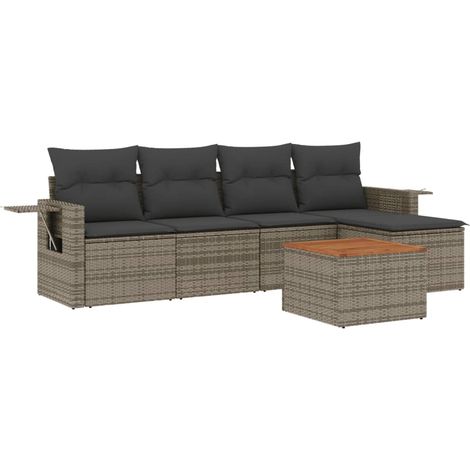 Maison Exclusive - 6-tlg. Garten-Sofagarnitur mit Kissen Grau Pol