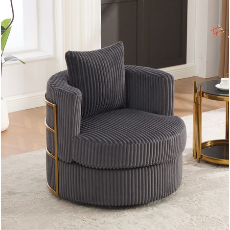 Poltrona relax 76x79x78 cm grigio – girevole 360°, contenitore, tessuto cord, MEUBLIV (1/5)