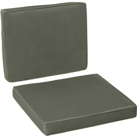 Lot de 2 coussins de chaise coussins d'assise déhoussables grand confort coussins matelassé rembourré mousse tissu polyester gris foncé (1/5)