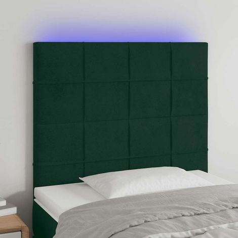 LED Kopfteil Dunkelgrün 100x5x118/128 cm Samt (1/5)