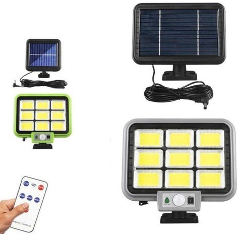 TrAdE Shop Traesio - Faro Solare Con Pannello Faretto Sensore Di Movimento 252 Led Cob Hs-8022 -