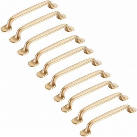 10 maniglie dorate per mobili da 128 mm - Maniglie per mobili da cucina, maniglie per ante di armadi (1/5)