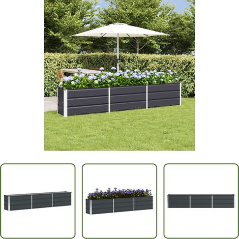 Terrassenkübel -  Pflanzkübel Anthrazit 240 x 40 x 45 cm Stahl (1/5)