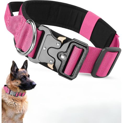 Collier pour chien avec poignée de contrôle, réglable, convient aux chiens de taille moyenne et grande (rose rouge, M) (1/5)